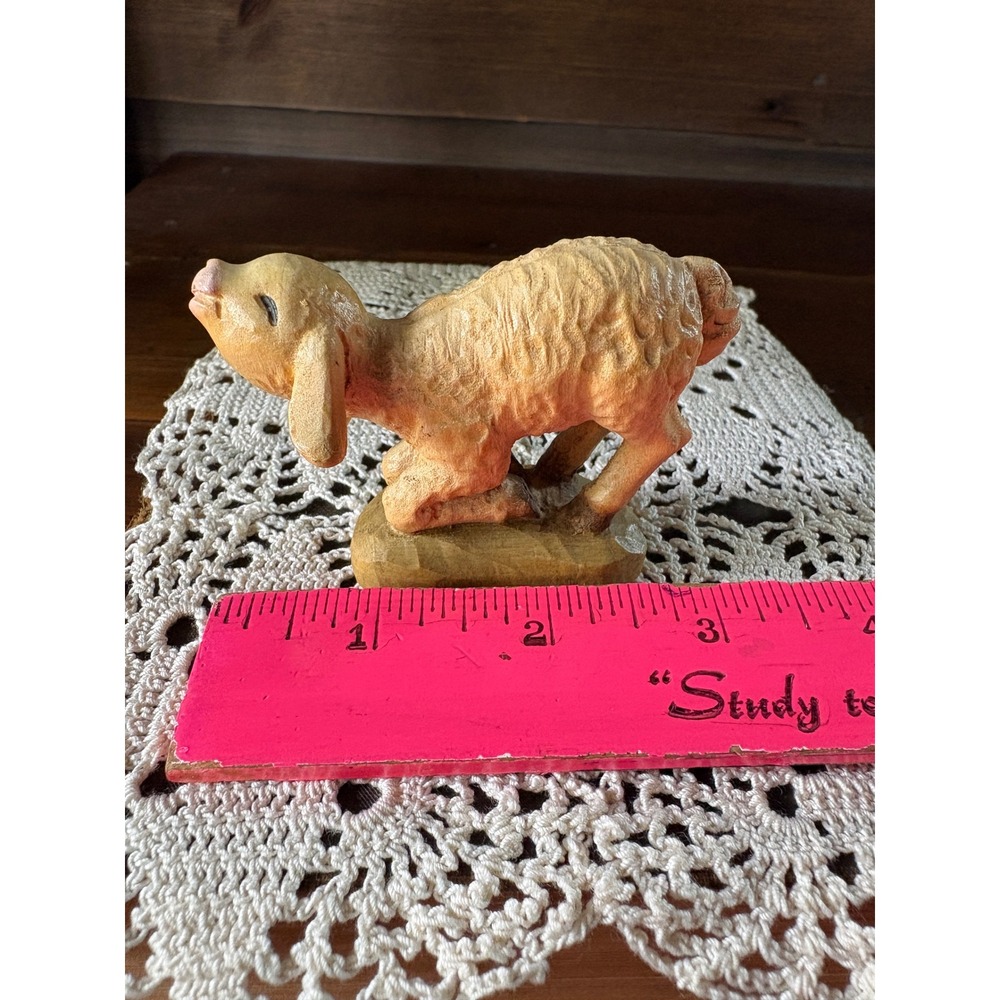 Anri Kneeling Lamb Figurine Nativity Ferrandiz 3"x2" Wood Hand Carved Sheep Vtg - Picture 5 of 9